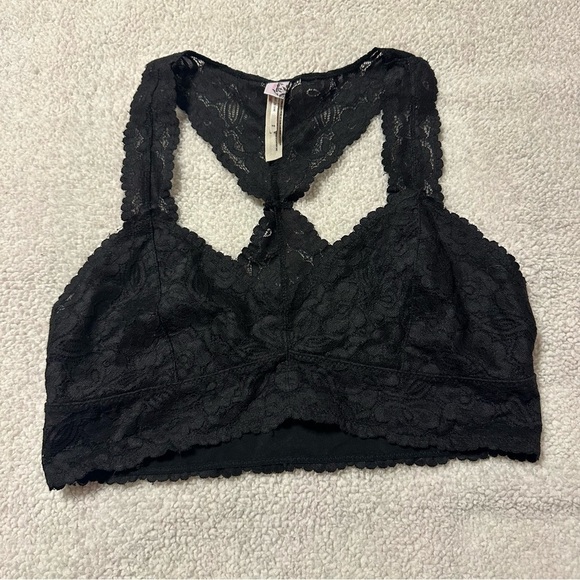 Free People • Galloon Floral Black Lace Racerback Bra Bralette - Picture 6 of 16